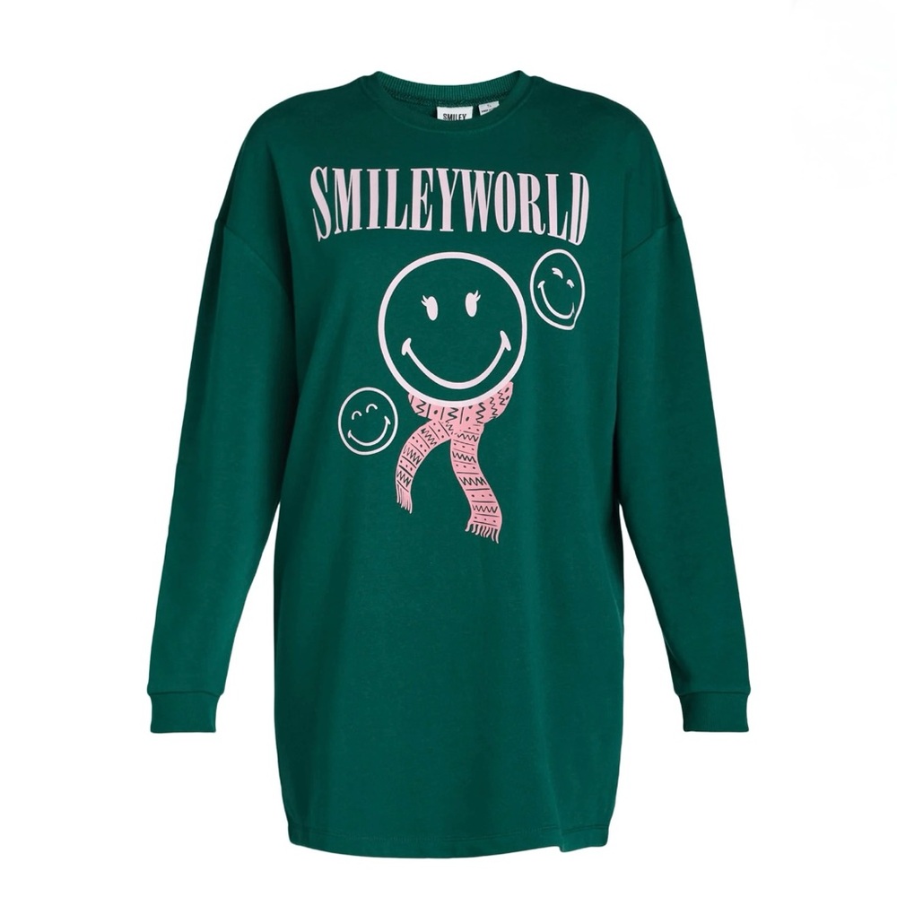 Grayson Social Smiley World Green Sleep Dress and Pink Cozy Headband Set Size 3X